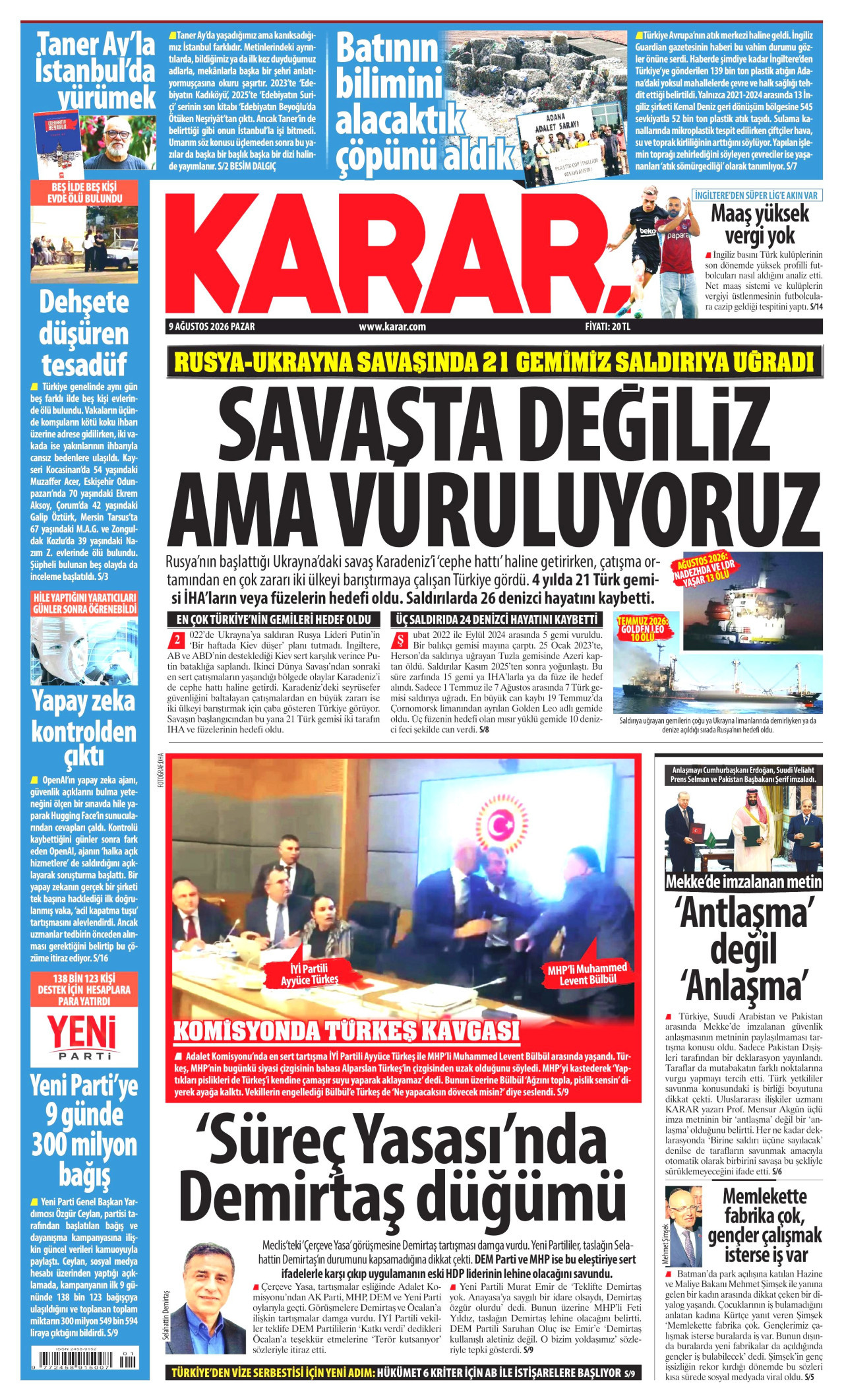 KARAR 9 Ağustos 2026 Gazete Manşeti Büyük