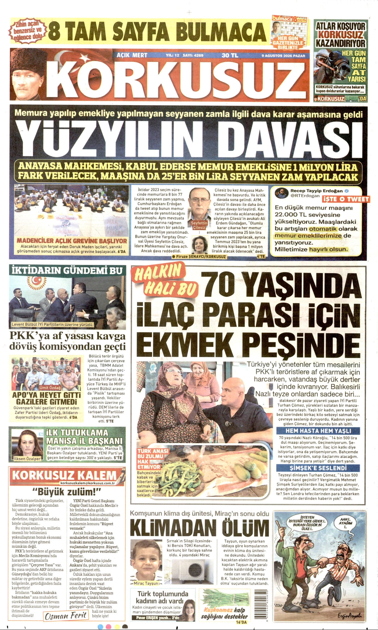 KORKUSUZ 9 Ağustos 2026 Gazete Manşeti Büyük