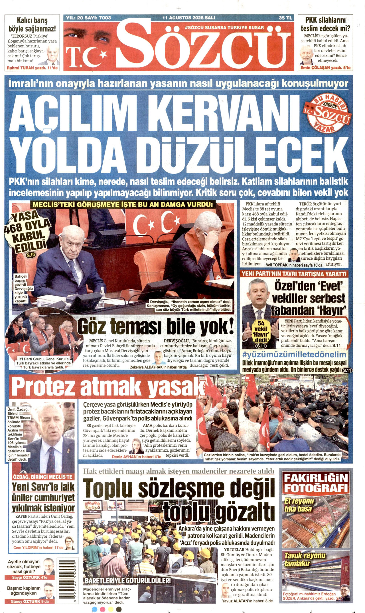SÖZCÜ 11 Ağustos 2026 Gazete Manşeti Büyük