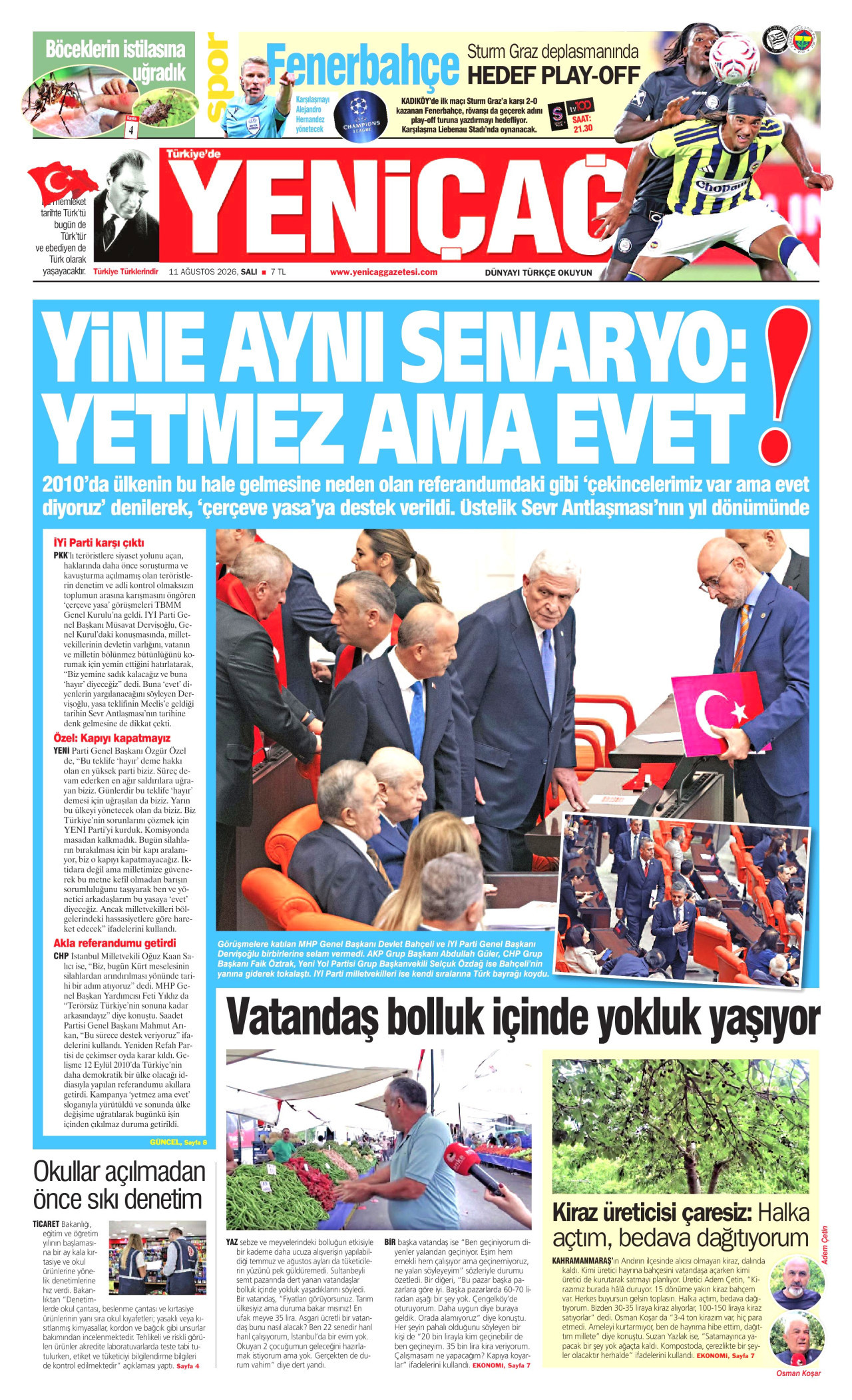 YENİÇAĞ 11 Ağustos 2026 Gazete Manşeti Büyük