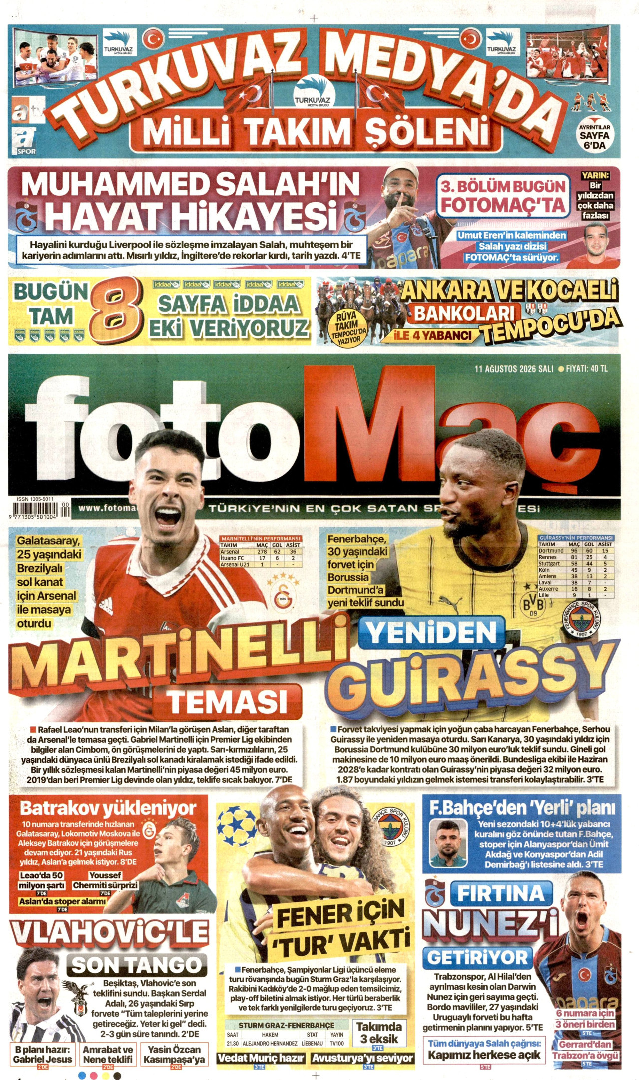 FOTOMAÇ 11 Ağustos 2026 Gazete Manşeti Büyük