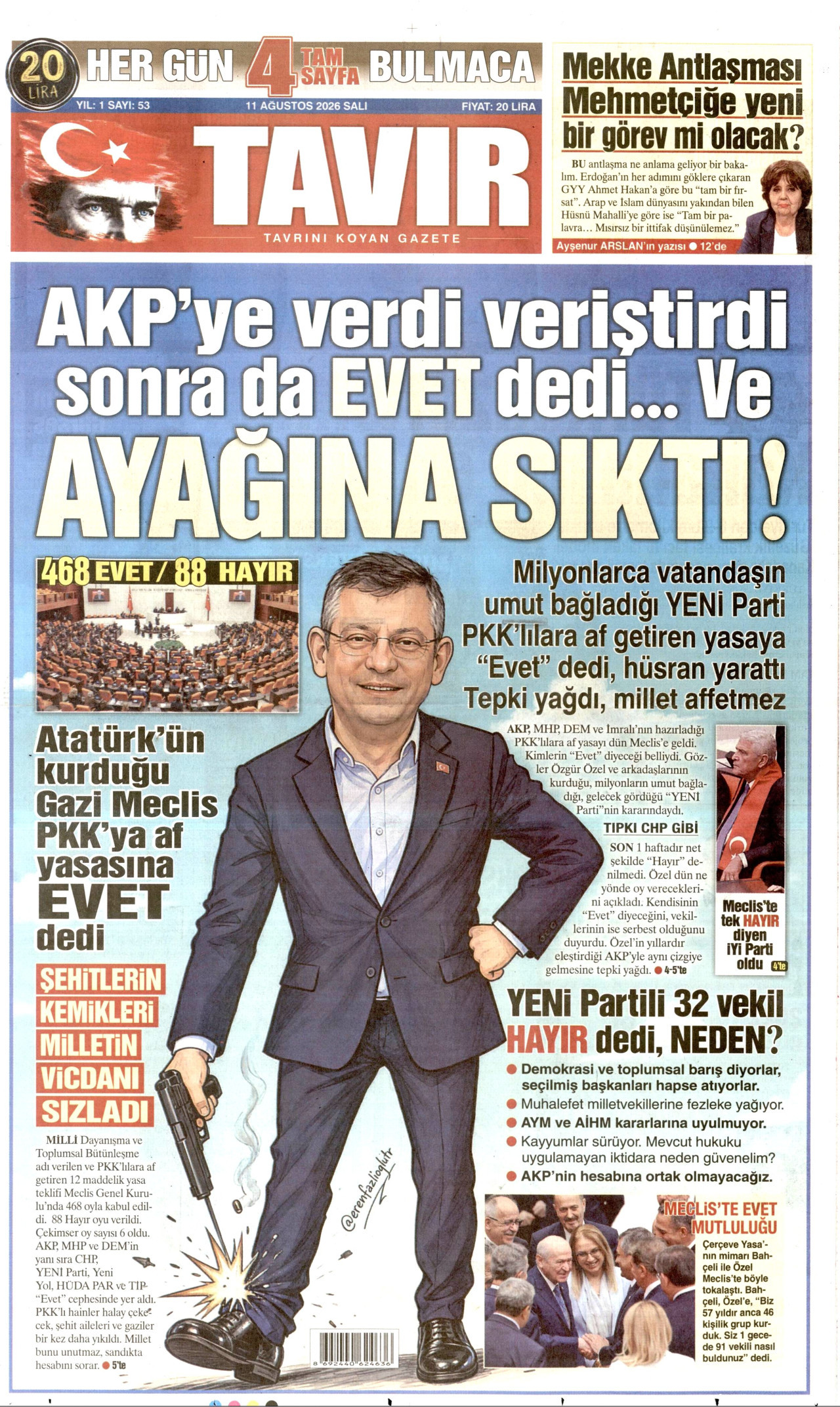 TAVIR GAZETESİ 11 Ağustos 2026 Gazete Manşeti Büyük
